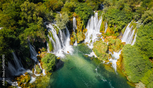 Aerial view of Kravica Waterfalls (Vodopad Kravica), Bosnia and Herzegovina photo
