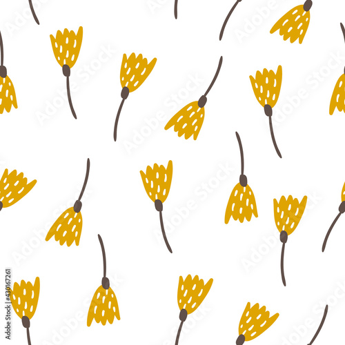Floral seamless pattern with flowers, branches. Delicate floristic background.Stylish vector texture great for fabric, textile, wrapping, apprel