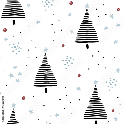 Winter seamless pattern. Holiday creative texture for fabric, wrapping paper, textile. Vector illustration