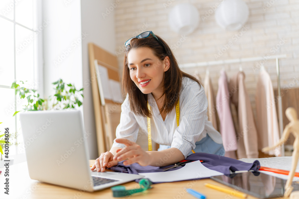 Woman is working at workshop Woman is working at workshop