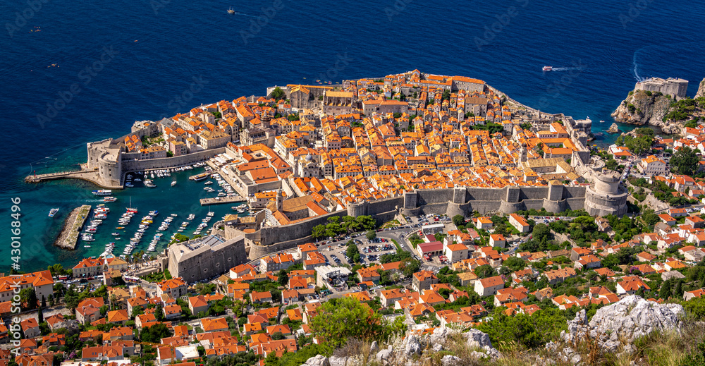 Aerial view of old town Dubrovnik, Croatia