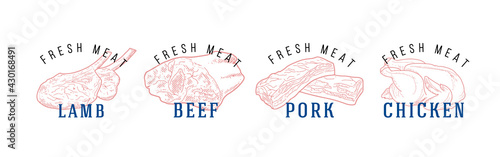 Fresh raw meat engraved design