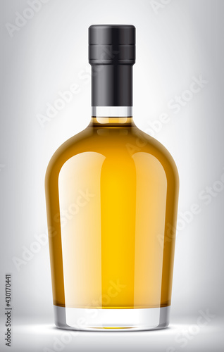 Glass Bottle on background with Black Foil. 