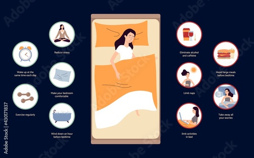 A vector illustration of how to fight insomnia infographic