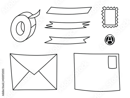 Doodle art of mail set