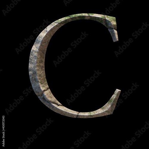 3d letter made of cracked rock for movie of game logo