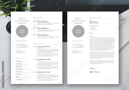Minimalist Resume and Cover Letter Layout
