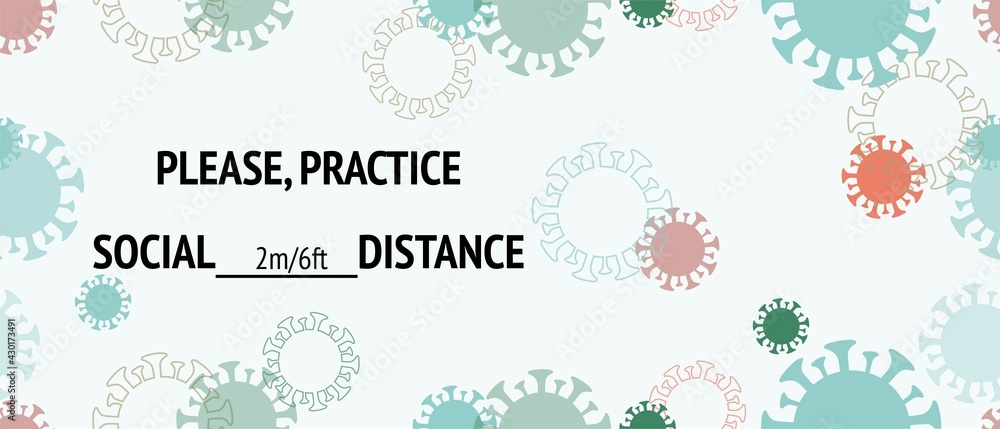 Practice Social Distance Vector Banner. Virus Protection Flat Corona Web Page.