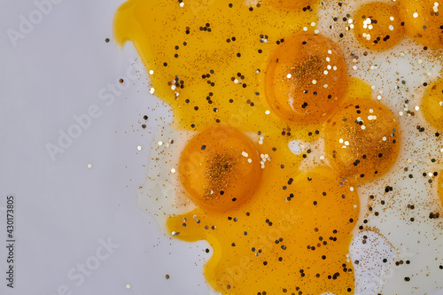 Close up yellow yolks on white background. photo