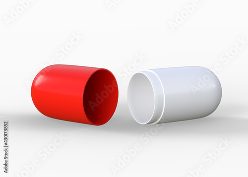 Capsule pill isolated on white background. 3d render illustration