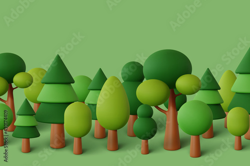 Forest set in green background. Vector illustration