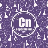 Copernicium chemical element. Concept of periodic table.