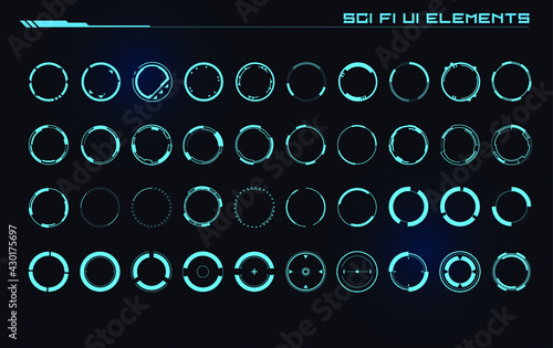 Set of Sci Fi Modern User Interface Elements. Futuristic Abstract HUD. Good for game UI. Circle elements for data infographics. Vector Illustration EPS10