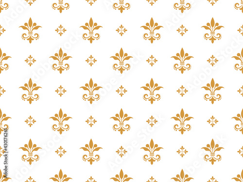 Flower geometric pattern. Seamless vector background. White and gold ornament