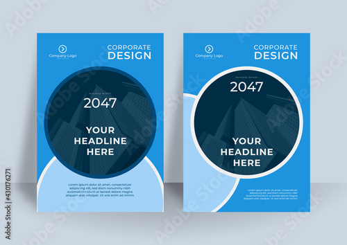 Modern Blue White Green Business Corporate Book Cover Design Template in A4. Can be adapt to Brochure, Annual Report, Magazine,Poster, Business Presentation, Portfolio, Flyer, Banner, Website.