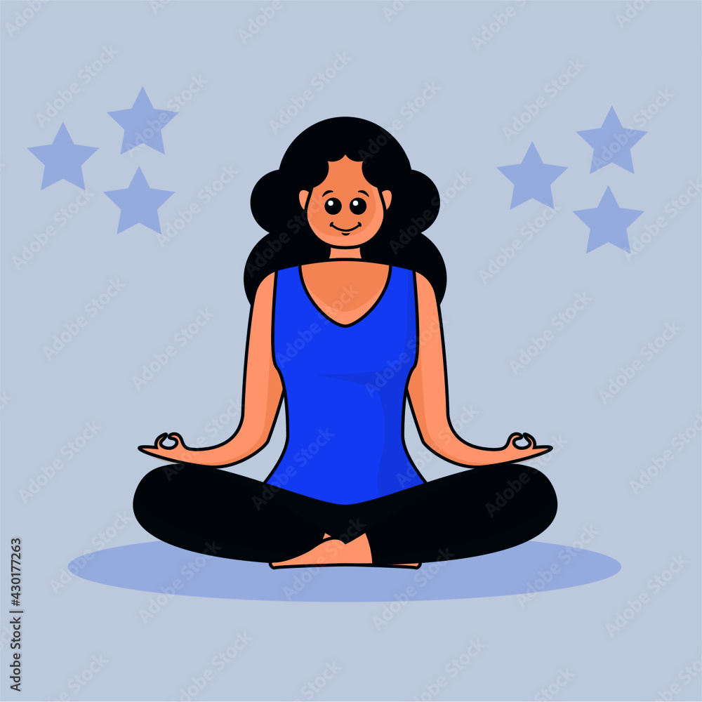 yoga light blue clothe woman character