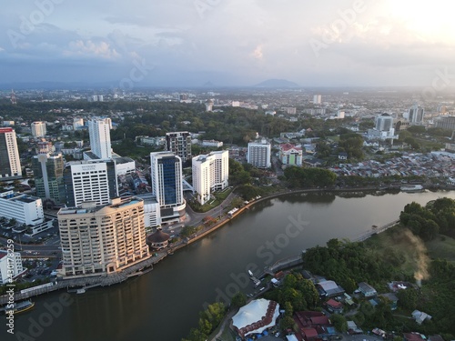 Kuching, Sarawak Malaysia - April 26 2021: The buildings, landmarks and scenery of Kuching city, capital of Sarawak, Borneo island.  photo