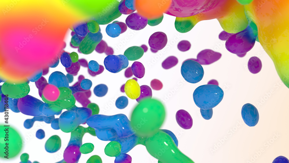 Abstract digital decorative background with multicolored liquid paint