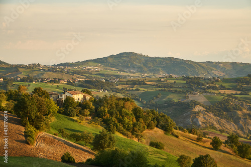 Early morning on the hills of Emilia Romagna, Italy - Italian landscape.