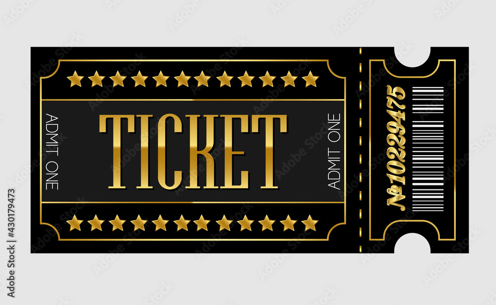 Vector golden stars ticket - obrazy, fototapety, plakaty 