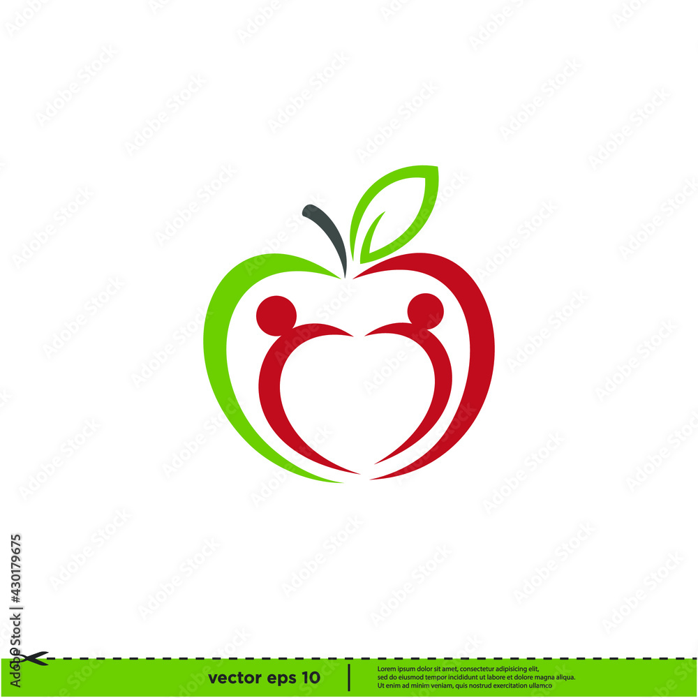Fototapeta premium apple and healthy human shape icon vector logo template