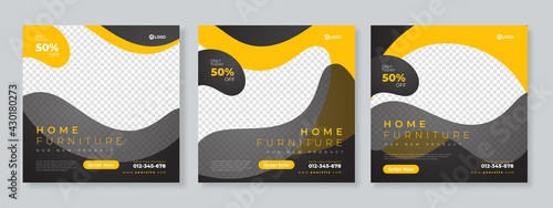 Furniture business social media post template Premium Vector
