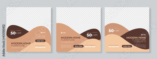 Furniture business social media post template Premium Vector