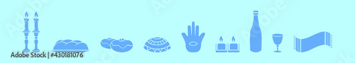 set of jewish holiday cartoon icon design template with various models. vector illustration isolated on blue background