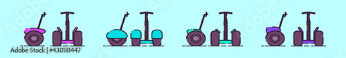 set of segways cartoon icon design template with various models. vector illustration isolated on blue background