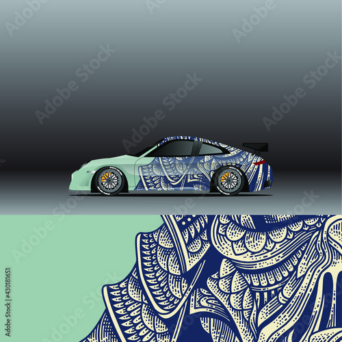Car wrap decal designs. Abstract racing and sport background for racing livery or daily use car vinyl sticker