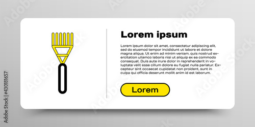 Line Garden rake icon isolated on white background. Tool for horticulture, agriculture, farming. Ground cultivator. Housekeeping equipment. Colorful outline concept. Vector