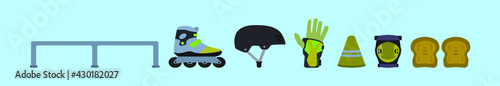 set of roller blade cartoon icon design template with various models. vector illustration isolated on blue background