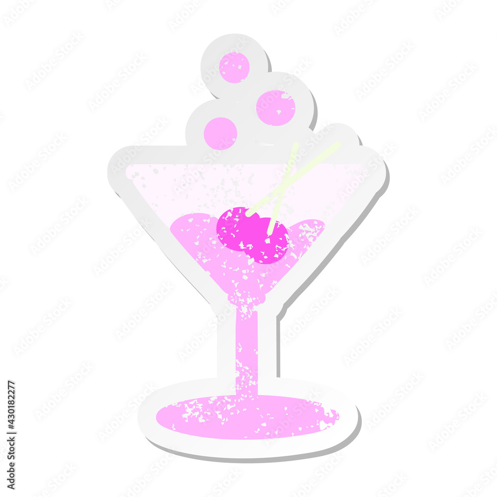 cocktail in a glass grunge sticker cocktail in a glass grunge sticker