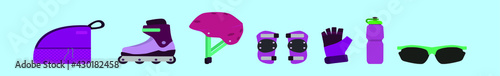 set of roller blade cartoon icon design template with various models. vector illustration isolated on blue background