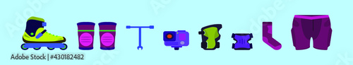 set of roller blade cartoon icon design template with various models. vector illustration isolated on blue background