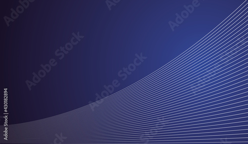 Tablou pe pânză Abstract blue background with wavy diagonal ascending lines, technology backgrou