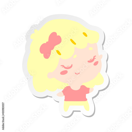 cartoon happy girl sticker