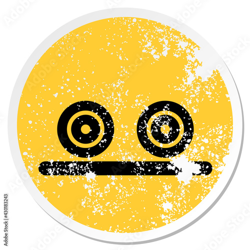 uncomfortable staring face circular sticker