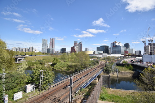 view of the city and old rail in London, UK