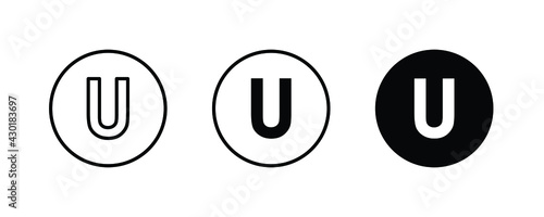 U letter logo, Letter u icons button, vector, sign, symbol, illustration, editable stroke, flat design style isolated on white photo