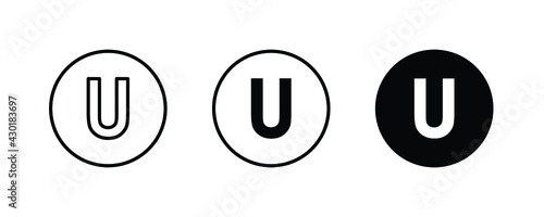 U letter logo, Letter u icons button, vector, sign, symbol, illustration, editable stroke, flat design style isolated on white