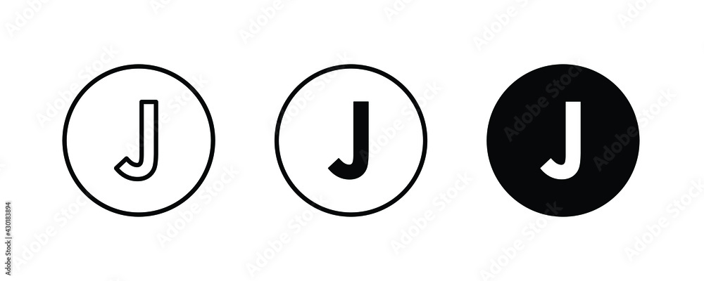 J letter logo, Letter j icons button, vector, sign, symbol, logo, illustration, editable stroke, flat design style isolated on white J letter logo, Letter j icons button, vector, sign, symbol, logo, illustration, editable stroke, flat design style isolated on white