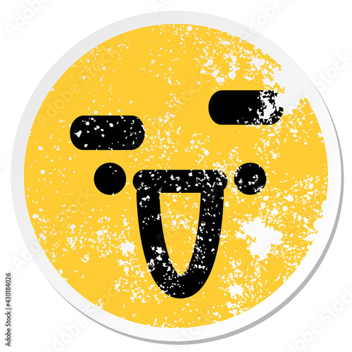 happy expression raising eyebrow face circular sticker