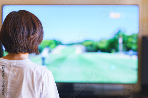 Japanese middle aged woman watching TV program © show999