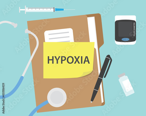 hypoxia written on patient files - vector illustration- vector illustration