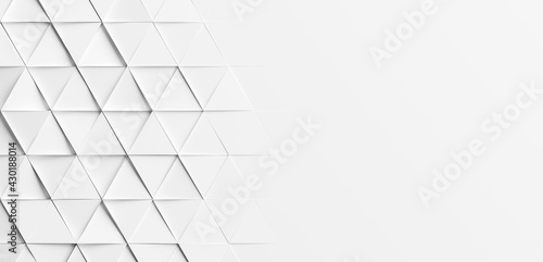Random rotated white triangles background wallpaper banner with copy space