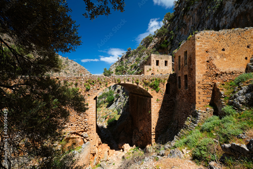 Riuns of Katholiko monastery, Chania region on Crete island, Greece