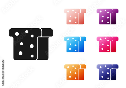 Black Bread toast for sandwich piece of roasted crouton icon isolated on white background. Lunch, dinner, breakfast snack. Set icons colorful. Vector