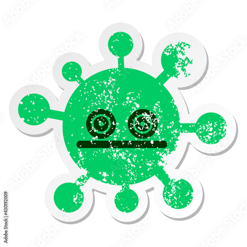 uncomfortable staring virus distressed sticker