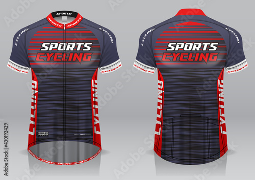 Cycling jersey, front and back view, sporty design is easy to print on fabrics and textiles